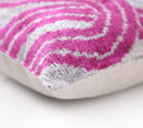 Handmade Silver & Pink Fuchsia Velvet Lumbar Pillow 16x24 – Modern Abstract Designer Cushion