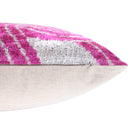 Handmade Silver & Pink Fuchsia Velvet Lumbar Pillow 16x24 – Modern Abstract Designer Cushion
