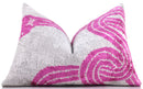 Handmade Silver & Pink Fuchsia Velvet Lumbar Pillow 16x24 – Modern Abstract Designer Cushion