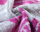 Handmade Silver & Pink Fuchsia Velvet Lumbar Pillow 16x24 – Modern Abstract Designer Cushion