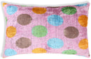 Luxury Polka Dot Silk Velvet Throw Pillow 16x24 – Handmade Multicolor Designer Lumbar