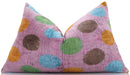 Luxury Polka Dot Silk Velvet Throw Pillow 16x24 – Handmade Multicolor Designer Lumbar