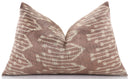 Luxury Silk Velvet Ikat Throw Pillow 16x24 – Taupe & Blush Handmade