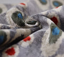 Luxury Gray Velvet Pillow 16x24 – Handmade Silk Lumbar Cushion with Modern Circle Motifs