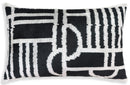 Luxury Black & White Geometric Velvet Pillow 16x24 – Handmade Silk Lumbar Cushion