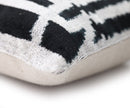 Luxury Black & White Geometric Velvet Pillow 16x24 – Handmade Silk Lumbar Cushion