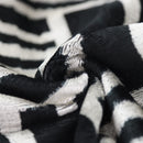 Luxury Black & White Geometric Velvet Pillow 16x24 – Handmade Silk Lumbar Cushion