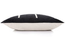 Luxury Minimalist Black Velvet Pillow 16x24 – Handmade Silk Lumbar Cushion with Ivory Accents