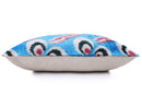 Blue Silk Velvet Ikat Lumbar Pillow 16x24 – Handmade Luxury