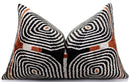 Black Ivory Rust Geometric Silk Velvet Lumbar Pillow – 16x24 Handmade Luxury Cushion