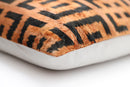 Burnt Orange Black Geometric Silk Velvet Pillow – 20x20 Handmade Luxury Cushion