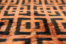 Burnt Orange Geometric Silk Velvet Pillow – 16x16 Handmade Luxury Cushion