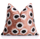 Copper Gold Black Dot Silk Velvet Pillow – 16x16 Handmade Modern Cushion