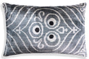 Gray & White Silk Velvet Ikat Lumbar Pillow 16x24 – Handmade