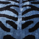 Blue Black Zebra Silk Velvet Pillow – 16x16 Handmade Ikat Cushion