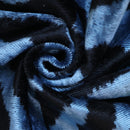 Blue Black Zebra Silk Velvet Pillow – 16x16 Handmade Ikat Cushion