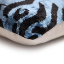 Blue Black Abstract Silk Velvet Lumbar Pillow – 16x24 Handmade Modern Cushion