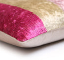 Pink Gold Striped Silk Velvet Lumbar Pillow – 16x24 Handmade Luxury Cushion