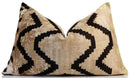 Neutral Black Chevron Silk Velvet Pillow 16x24 Handmade Luxury Cushion