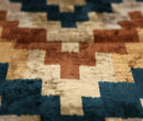 Geometric Rust and Teal Silk Velvet Pillow 16x24 Handmade Luxury Lumbar Cushion