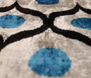 Blue & Black Geometric Silk Velvet Pillow 16x16 Handmade Luxury Cushion