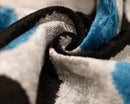 Blue & Black Geometric Silk Velvet Pillow 16x16 Handmade Luxury Cushion