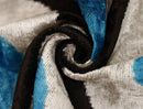 Blue & Black Geometric Silk Velvet Pillow 16x16 Handmade Luxury Cushion