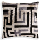 Black & Silver Maze Silk Velvet Pillow 16x16 Handmade Luxury Cushion