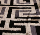 Black & Silver Maze Silk Velvet Pillow 16x16 Handmade Luxury Cushion