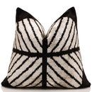 Black & Ivory Chevron Silk Velvet Pillow 16x16 Handmade Luxury Cushion