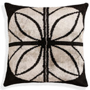 Black & Ivory Petal Silk Velvet Pillow 16x16 Handmade Luxury Cushion