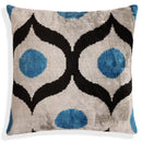 Blue & Black Geometric Silk Velvet Pillow 16x16 Handmade Luxury Cushion