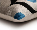 Blue & Black Geometric Silk Velvet Pillow 16x16 Handmade Luxury Cushion