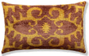 Hand-Knotted Ochre & Mahogany Ikat Lumbar Pillow - 16x24 Organic Dyed