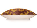 Hand-Knotted Ochre & Mahogany Ikat Lumbar Pillow - 16x24 Organic Dyed