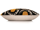 Luxury Black and Gold Silk Velvet Ikat Lumbar Pillow 16x24 Inch with Down Insert