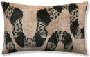 Luxury Black and Natural Silk Velvet Ikat Lumbar Pillow 16x24 Inch with Down Insert