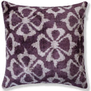 Hand-Knotted Plum Ikat Silk Velvet Pillow - 16x16 Organic Vegetable Dyed