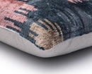 The Designer's Choice: Slate Blue & Dusty Rose Ikat Velvet Pillow 20x20 in