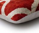 The Rust Red & Cream Ogee Silk Velvet Pillow - 20" x 20"