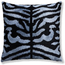 Luxury Blue Black Silk Velvet Throw Pillow 16x16