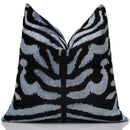 Luxury Blue Black Silk Velvet Throw Pillow 16x16