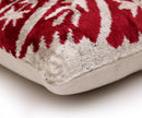Luxury Handwoven Dark Red Silk Velvet Ikat Pillow 20x20 Inch