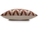 The Rust & Cream Chevron Ikat Silk Velvet Pillow - 20" x 20"