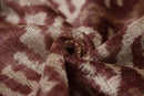Luxury Handwoven Silk Velvet Throw Pillow 20x20 Inch Burgundy Ikat Pattern