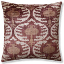 Luxury Handwoven Silk Velvet Throw Pillow 20x20 Inch Burgundy Ikat Pattern