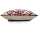 Luxury Handwoven Silk Velvet Throw Pillow 20x20 Inch Burgundy Ikat Pattern
