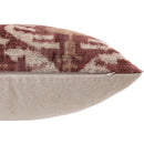 Luxury Handwoven Silk Velvet Throw Pillow 20x20 Inch Burgundy Ikat Pattern
