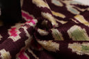 Luxury Handwoven Silk Velvet Ikat Pillow 20x20 Inch – Burgundy & Soft Pastel