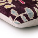 Luxury Handwoven Silk Velvet Ikat Pillow 20x20 Inch – Burgundy & Soft Pastel